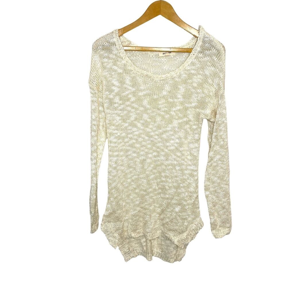 Pink Rose Cream/White Open Knit Sweater Size L